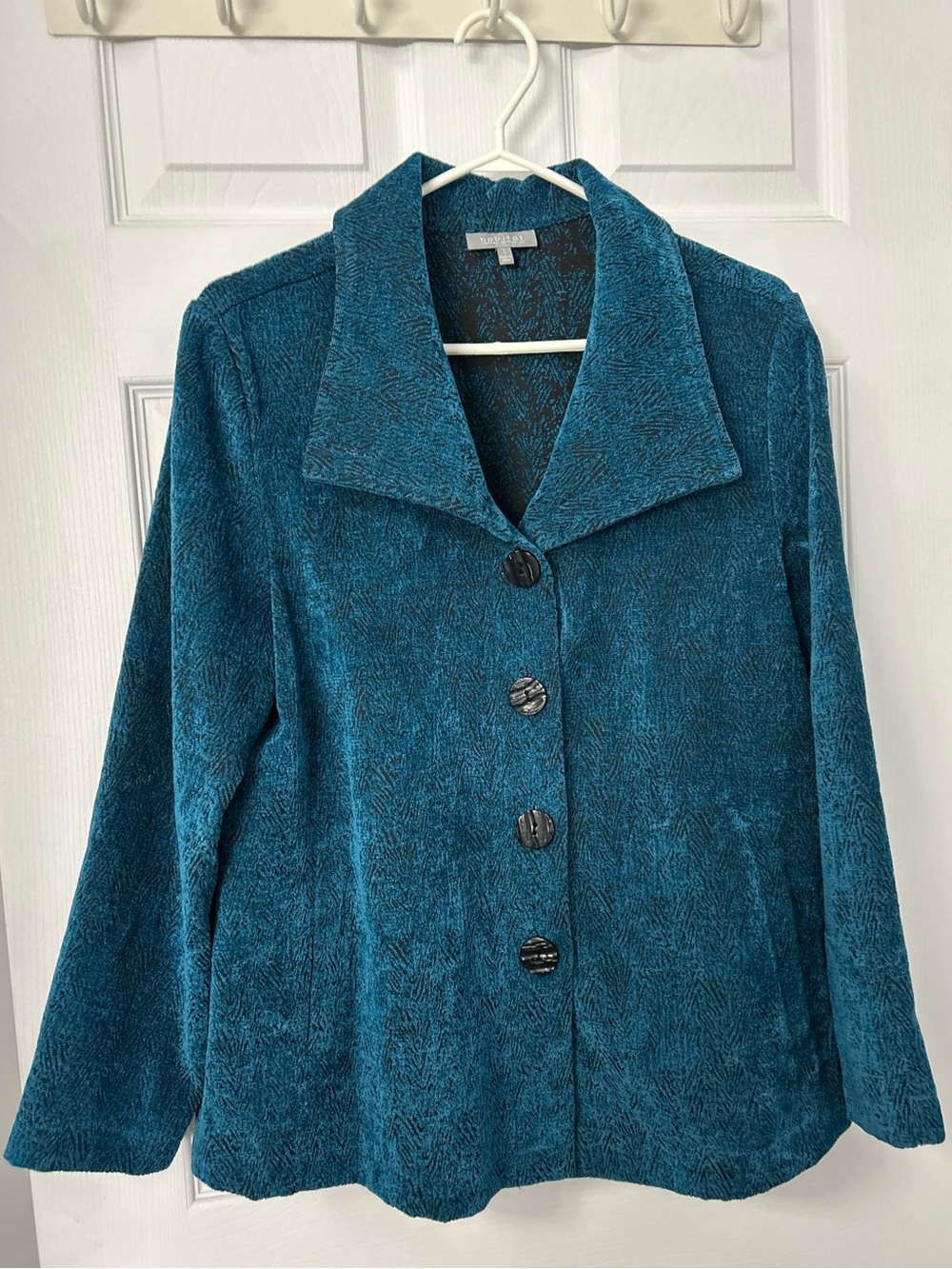 Habitat Teal Button-Front Teddy Jacket